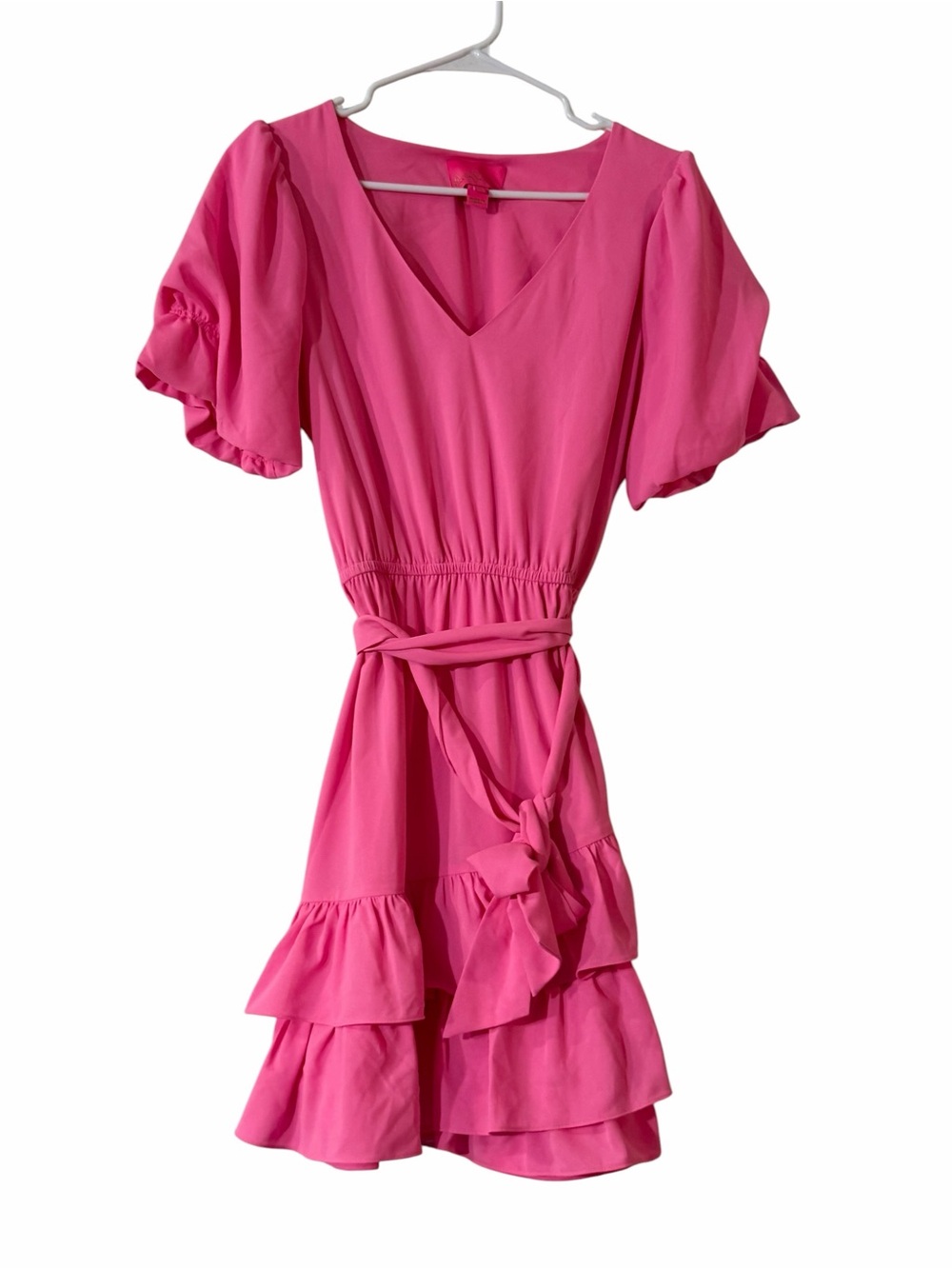 Lilly Pulitzer Martha Stretch Dress Prosecco Pink Ruffle Size 8 Barbiecore - Picture 5 of 8
